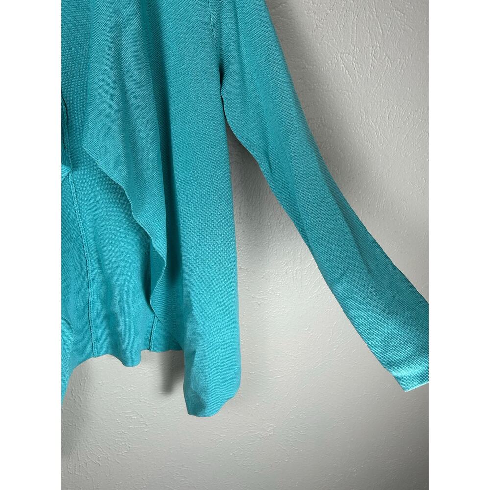 Eileen Fisher Size PP Petite XS Cardigan Teal Knit Sweater Waterfall TINY FLAW - Picture 8 of 12